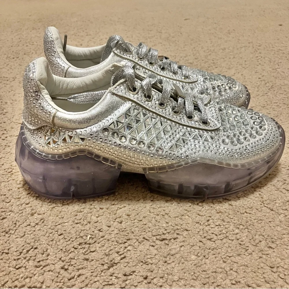 La Sheelah Size 6 Tennis Shoes Rare Mirror‎ Studded Bling *Like New*
